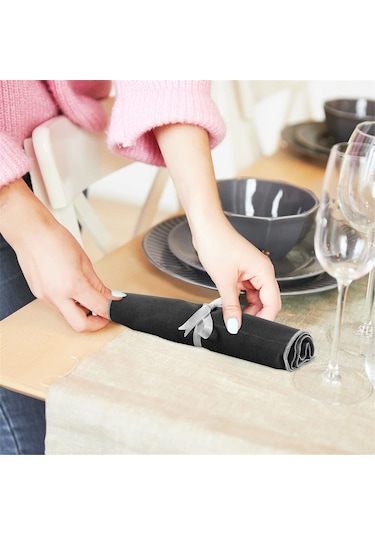 12'li Set Gümüş Koruma Torbası, Anti-pas Keçe Çanta Black