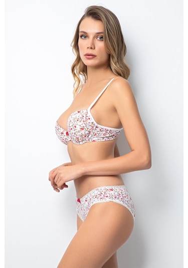 Miorre Push-Up Dolgulu Çiçek Desenli Sütyen Takım Çok Renkli