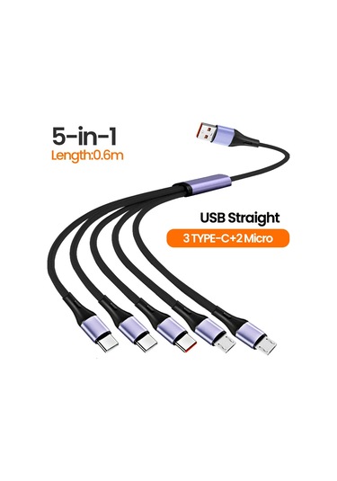Olaf 66w Usb-a 5'i 1 Arada Şarj Kablosu iPhone Uyumlu, Uyumlu, Huawei Samsung Xiaomi İçin Süper Hızlı Şarjmavi 66w Usb A 5i 1 Arada Şarj Kablosu