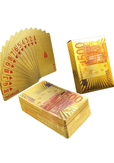 Schulzz BossVegas Euro Şeklinde Su Geçirmez PVC Altın İskambil