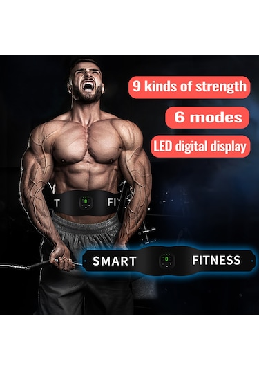 Kosona Usb Şarjlı Elektrikli Kas Egzersiz Cihazı - 6 Mod 9 Güç Seviyesi Lcd Ekranlı Karın, Bel, Omuz Antrenman Bantı Çok Renkli