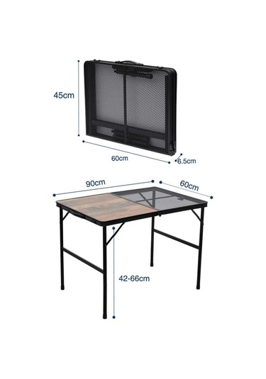 Madfox Eazy Katlanır Kamp Masası Izgaralı Ahşap Kahverengi