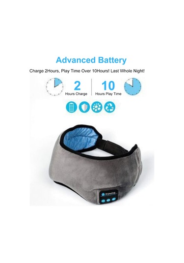 Hangfox Gri Kumaş-palşli Akıllı Uyku Maskesi, Bluetooth 5.0 İle Kablosuz Müzik Dinleme, 8 Saat Çalma Süresi, 2 Saat Şarj