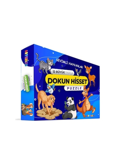 Sevimli Hayvanları 12 Büyük Parça Dokun Hisset Puzzle