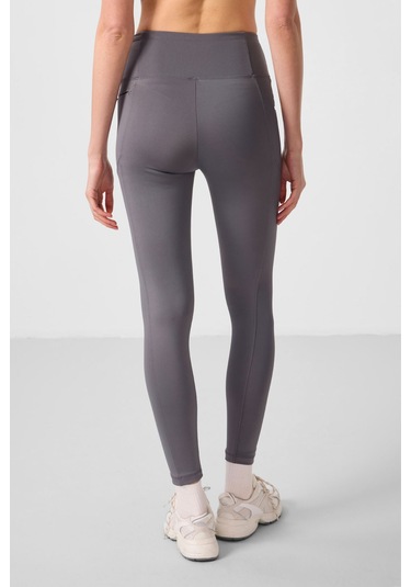 Koyu Gri Esnek Standart Fit Performans Kadın Tayt - 94667 Koyu Gri