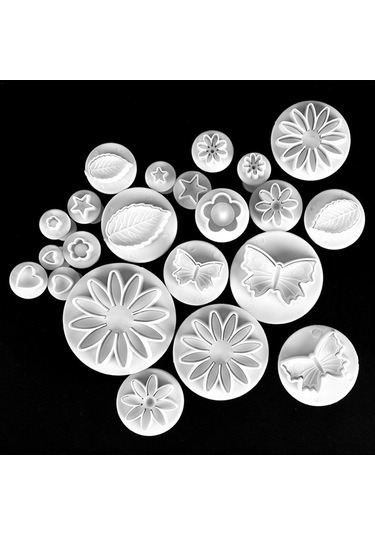 Qingmipy 33 Parça Gıda Kalitesi Plastik Pasta Bisküvi Kesici Seti - Gül, Kelebek, Ayçiçeği Desenli Fondant Ve Hamur Şekillendirici Araçları Çok Renkli