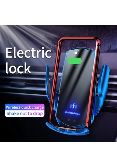 Xuweiwei Mavi Vıkefon Araba Kablosuz Şarj Standı Hızlı Kablosuz Şarj İstasyonu Kızılötesi İndüksiyon Otomatik Klemeler İphone Uyumlu 16 Samsung S25 İçin