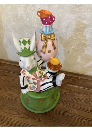Tavşan Alice Harikalar Diyarında Yumurtalı Obje,biblo