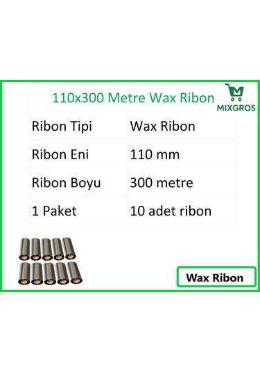 110x300 Metre Wax Ribon 10 Adet 10