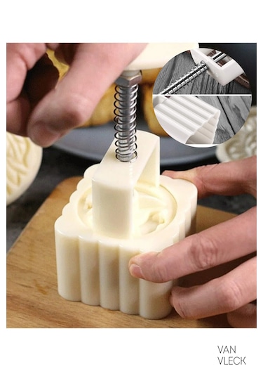 6 Lı Desenli Kare Kurabiye Kalıbı Hamur Kesici Aparatlı, Pasta Ve Kurabiye Şekillendirici Çok Renkli