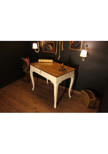 Wooding 110 Cm Masif Ceviz Krem Çalışma Masası