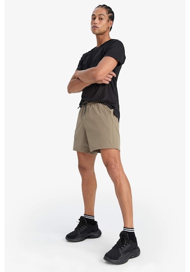 DeFactoFit Baskılı Esnek Dokulu Kısa Boy Sporcu Deniz Şortu C5138AX25HSKH474 Haki