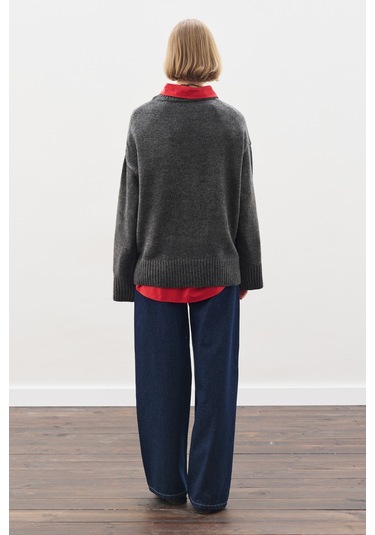 Chunky Oversıze Kazak Antrasit Antrasit