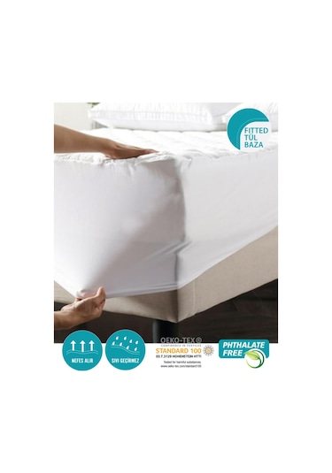 Kapitone Fitted Su Sıvı Geçirmez Yatak Koruyucu Alez 180x200 Beyaz