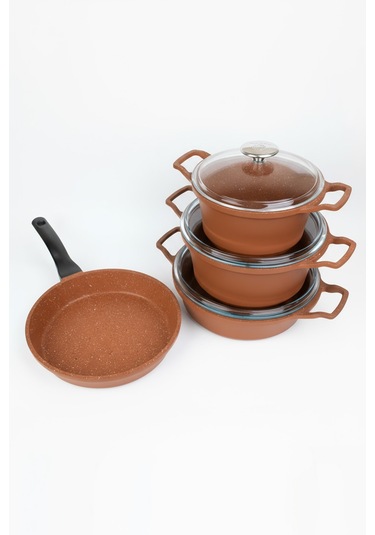 Masterchef Döküm 7 Parça Dik Kulak Tencere Seti Turuncu