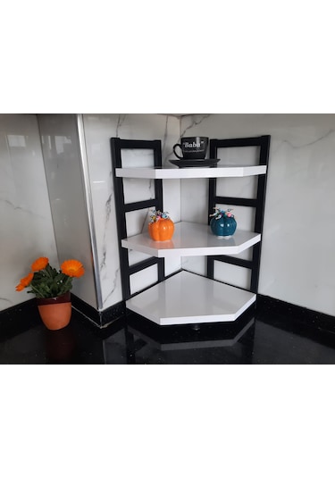 Akıs Home  Üçlü Tezgah Üstü Köşe Raf Beyaz