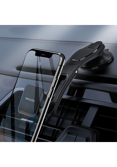 Voguecode Yesıdo C107 Araç Telefonu Montajlı Manyetik 360 Dönebilen Telefon Tutucu Kontrol Paneli Emme Telefon Standı Siyah Yok Havalandırma Ykfyk8