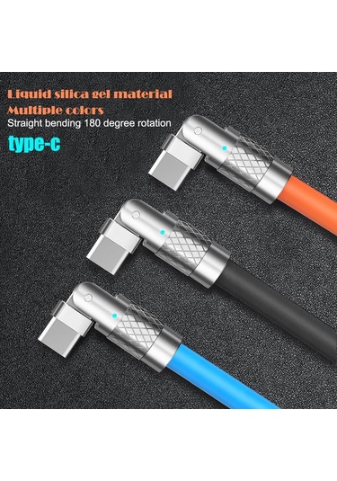 120 W 6a Süper Hızlı Şarj Sıvı Silikon Kablo Tip-c 180 Derece Döner Şarj Veri Kablosu Xiaomi Huawei Samsung Uyumlu 1 M Veri