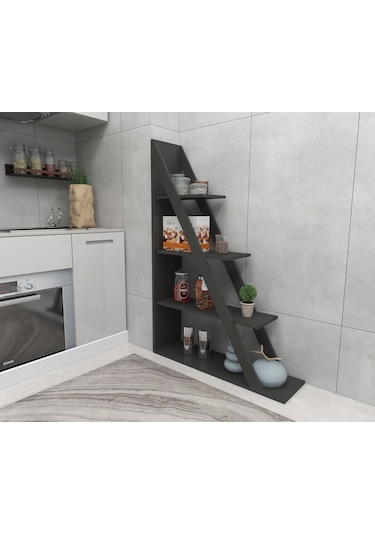 Arnetti Arven 4 Raflı Modern Kitaplık, Antrasit - Arven