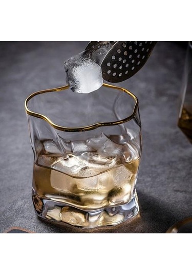 250 Ml Viski Brandy Vodka Bar Kulübü Bira Şarap Şeffaf Kristal Isıya Dayanıklı Cam Bar Hediyeler Bira Steins Altın