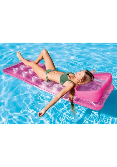 Intex 58890 Renkli Yastıklı Bardaklı Yatak 188 Cm Çok Renkli