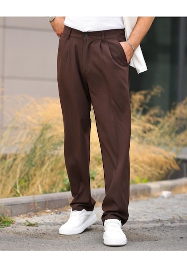 Baggy Kumaş Pantolon Kahverengi