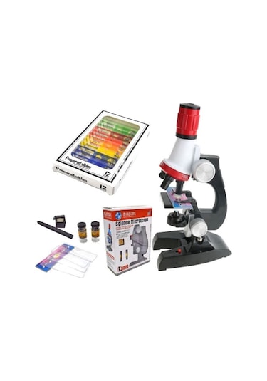 Techtic 100x-1200x Eğitici Mikroskop Kiti Zoom Science Led Işıklı