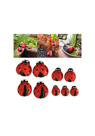 Suntek 9 Parça Uğur Böceği Heykeli Mikro Manzara Masaüstü