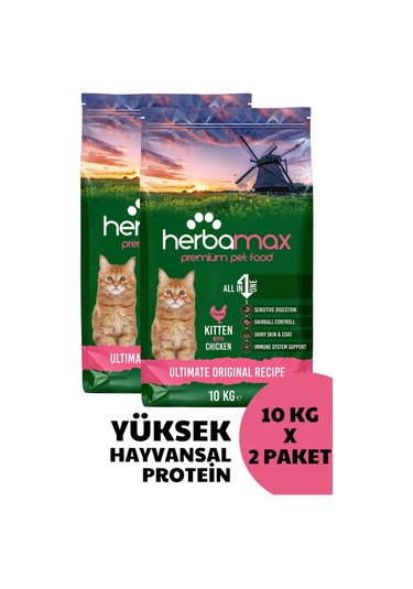 Herbamax Kitten Tavuklu ve Pirinçli Yavru Kedi Maması 2 x 10 KG