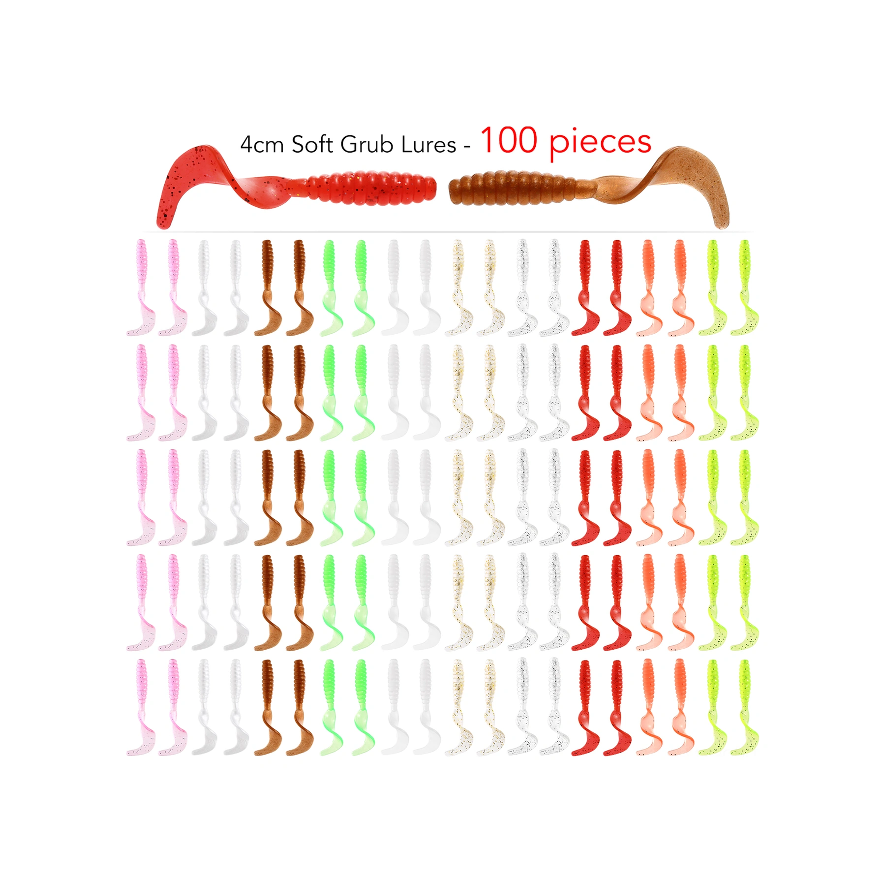 Neevoyu 100 Adet Silikon Yumuşak Yem Balık Tutma Aksesuarı - 4cm Uzunluk, 10 Renk Seçeneği, Su Altında Canlı Hareket, Dayanıklı Ve Yeniden Kullanılabilir