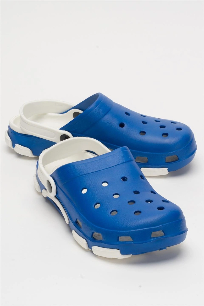 Unisex Çift Tabanlı Ortopedik Hemşire Doktor Aşçı Laboratuvar Deniz Havuz Terliği Sandalet Mavi - Beyaz Mavi - Beyaz