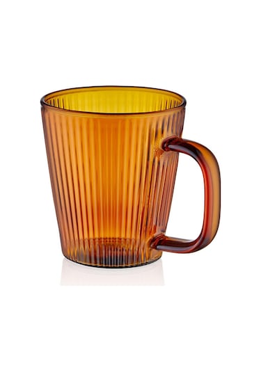 The Mia Striped Borosilikat Cam Kupa Amber 130 Ml