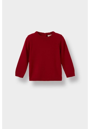 Defacto Kız Bebek Bisiklet Yaka Triko Kazak X8187a225aurd79 Kırmızı