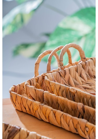 Wicker 4 Parça Hasır Dikdörtgen Sepet Hasır
