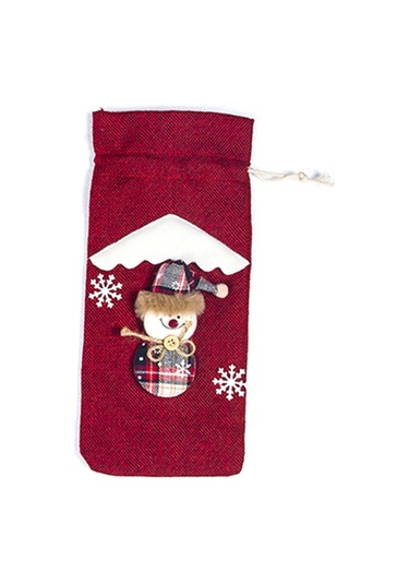 Qingmipy Noel Şarap Flaske Kılıfı, Santa Ve Kar Tanesi Desenli, Ayarlanabilir Kapanma, Noel Partisi Dekorasyonu, Hediye Çantası Kırmızı, 31 14cm