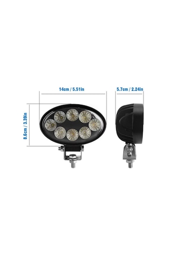 8 Power Ledli Oval 9-60 Volt 24w Ip67 Çalışma Lambası