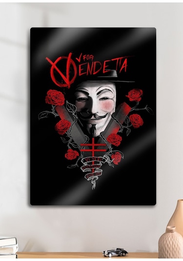 Metal Kaplama, V For Vendetta - Film Baskı Dekoratif Tablo