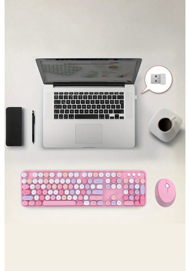 Büro Ev Ofis Bilgisayarı İçin Sevimli Pembe Combo Klavye Mouse Seti Diğer