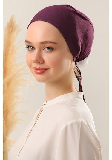 Melodi Scarf Dikişsiz Penye Bone Mor Mor