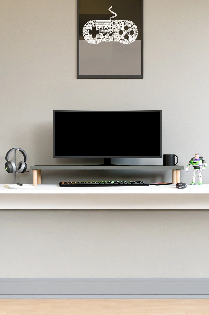 Moyo Monitör Yükseltici, Ekran Yükseltici, Masa Üstü Organizer Antrasit Gri