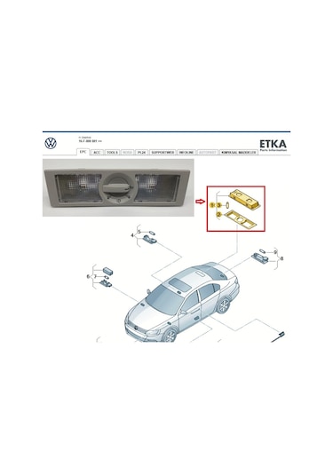 Jetta 2011 -- 2018 Arka Tavan Lambası Gri 6q0947291a / 6q0947291