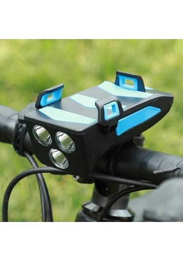Pazly 4'lu Çok Fonksiyonlu Bisiklet Lambası + Selfie Çubuğu + Korna + Telefon Tutucu 250 Lümen, Güçlü Işık