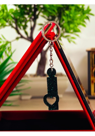 Harfli Anahtarlık Epoksi Kişiye Özel Yapım El Yapımı Harf Anahtarlık Kalp Model Özel Tasarım Hediyelik Ürün Kalp Desenli Simli Anahtarlık Altın - Beyaz