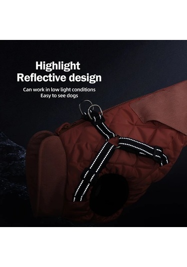 Elmpaly Khaki M Küçük Orta Boy Köpek Kışlık Rüzgearlık Yelek Ayarlanabilir Tasma Reflektif