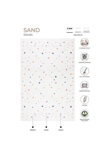 Koza Halı Sand Krem Multi Kolay Temizlenebilir Halı Kilim Oturma Odası Yata Multi
