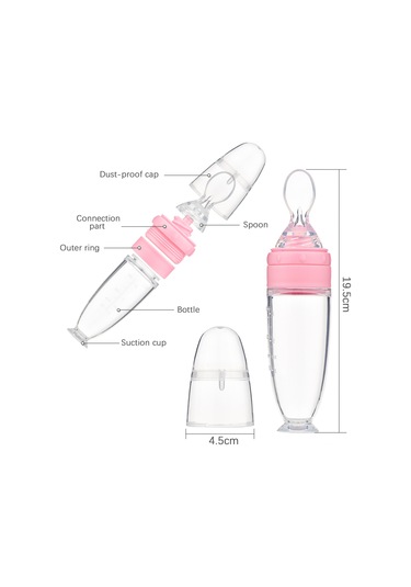 Moveevo Bebek Besleme Kaşığı Silikonlu Sıvı Gıda Sürücü Kolluklu Basma Kolu Mavi Sarı Pembe Beyaz Seçenekli Sarı