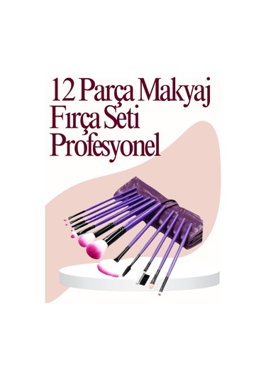 Yumuşak Fiber Kıllardan Oluşan 12'li Makyaj Fırça Seti Göz Farı Allık Ve Kontür İçin