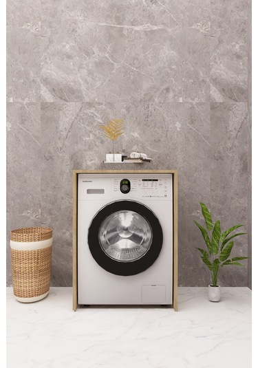 Mdf Çamaşır Makinesi Dolabı Ahşap Lefkas Meşe