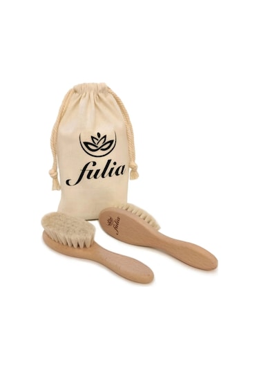 Doğal Keçi Kılı Bebek Saç Fırçası ve Doğal Ahşap Tarak 2'li Set