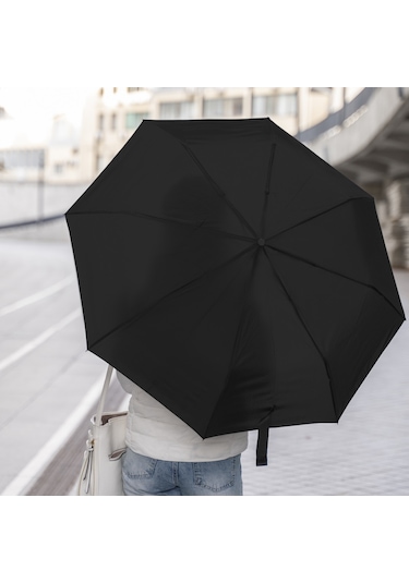 Biggdesign Moods Up Premium Ahşap Saplı Siyah Otomatik Şemsiye, Rüzgara Dayanıklı, Hızlı Kuruyan Çok Renkli